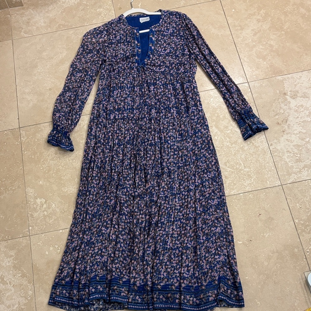 SAYLOR Navy Floral Long Sleeve Dress